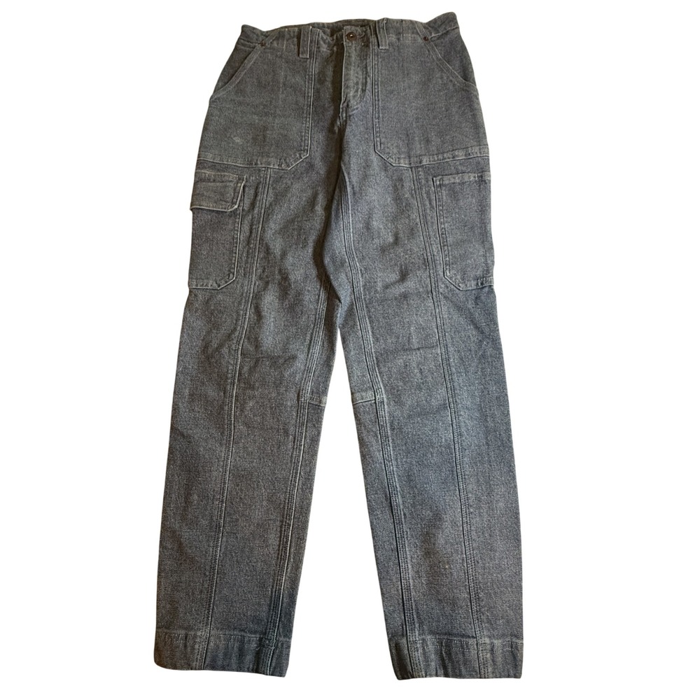 Duluth Trading Co Womens Blue Canvas Cargo Work Pants Size 6 Regular Stretch